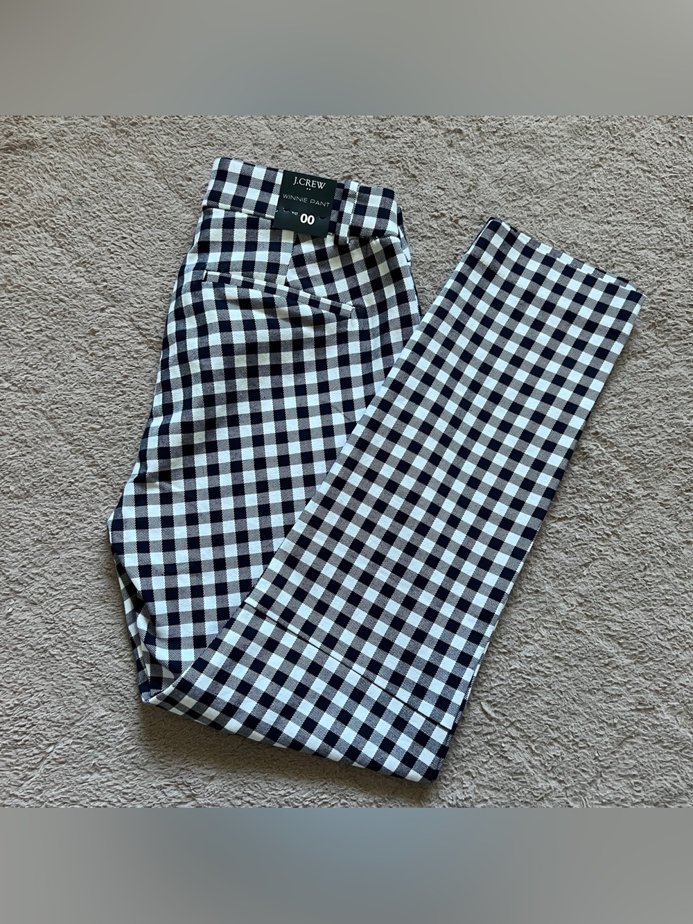 NWT J. Crew Winnie Pant Gingham Plaid Cotton Blend Preppy Office Chic Sz 00